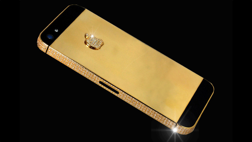 The GBP 10m diamond-encrusted gold Apple iPhone 5 designed by Stuart Hughes, Britain - 11 Apr 2013